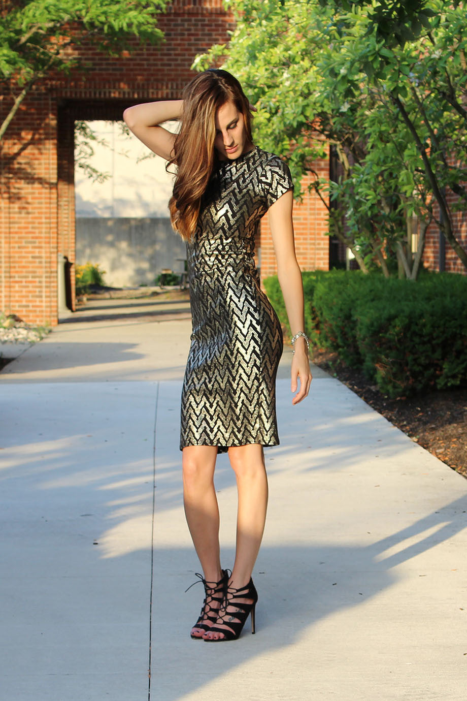Metallic Midi Dress