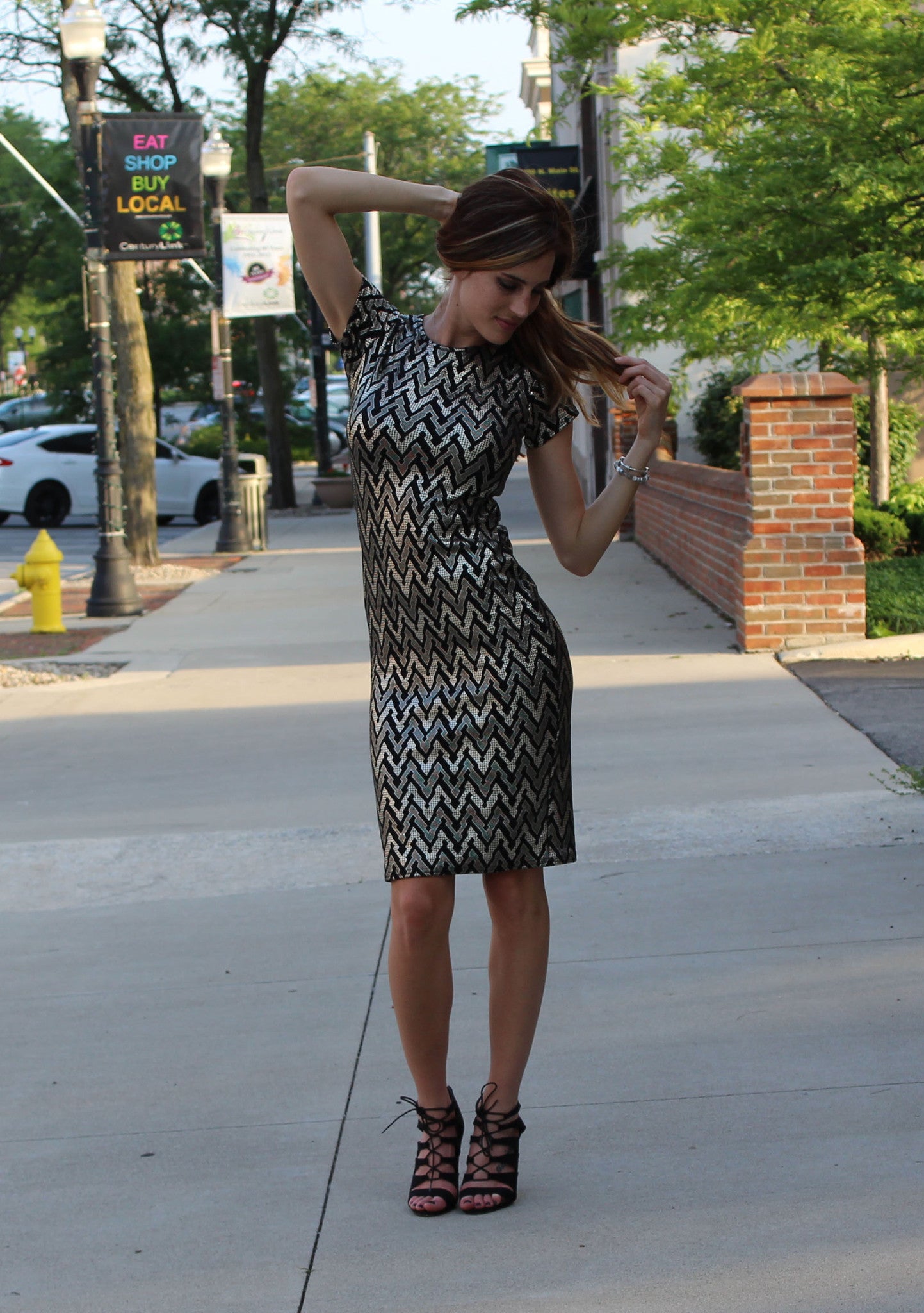Metallic Midi Dress