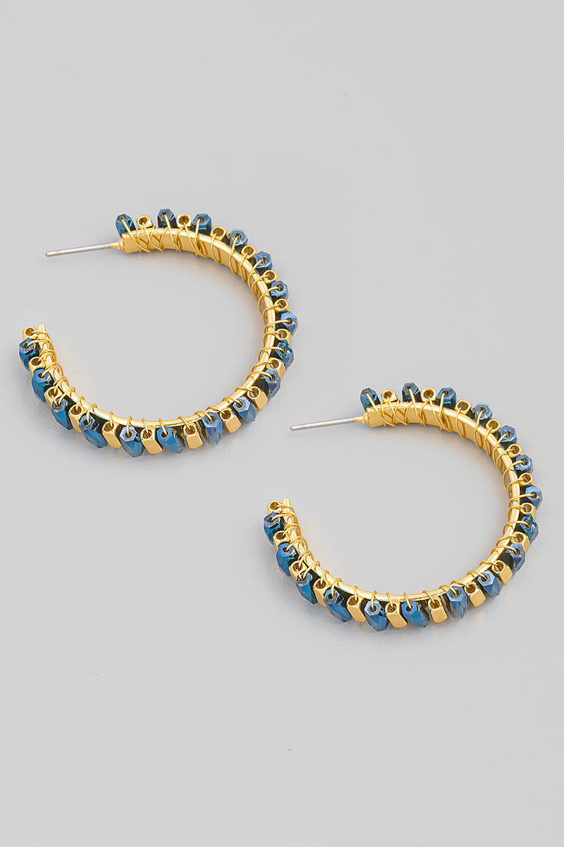 Beaded Open Hoop Earrings