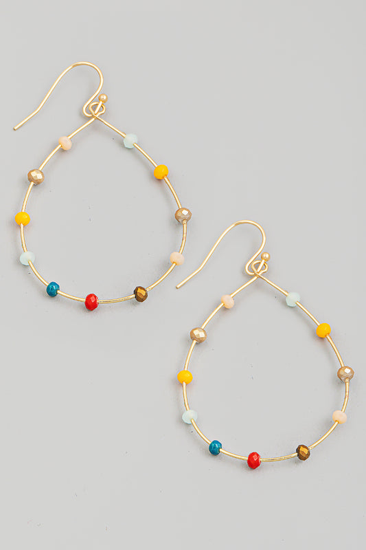 Wire Teardrop Beaded Earring
