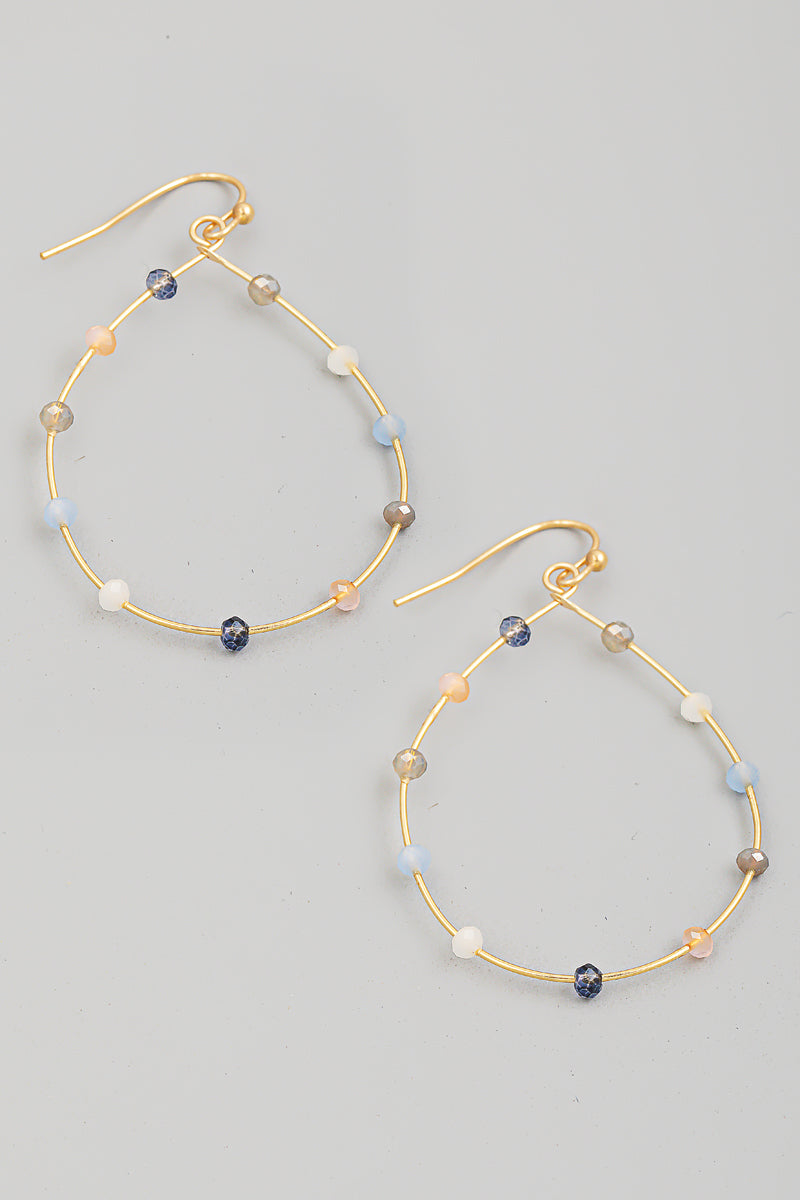 Wire Teardrop Beaded Earring