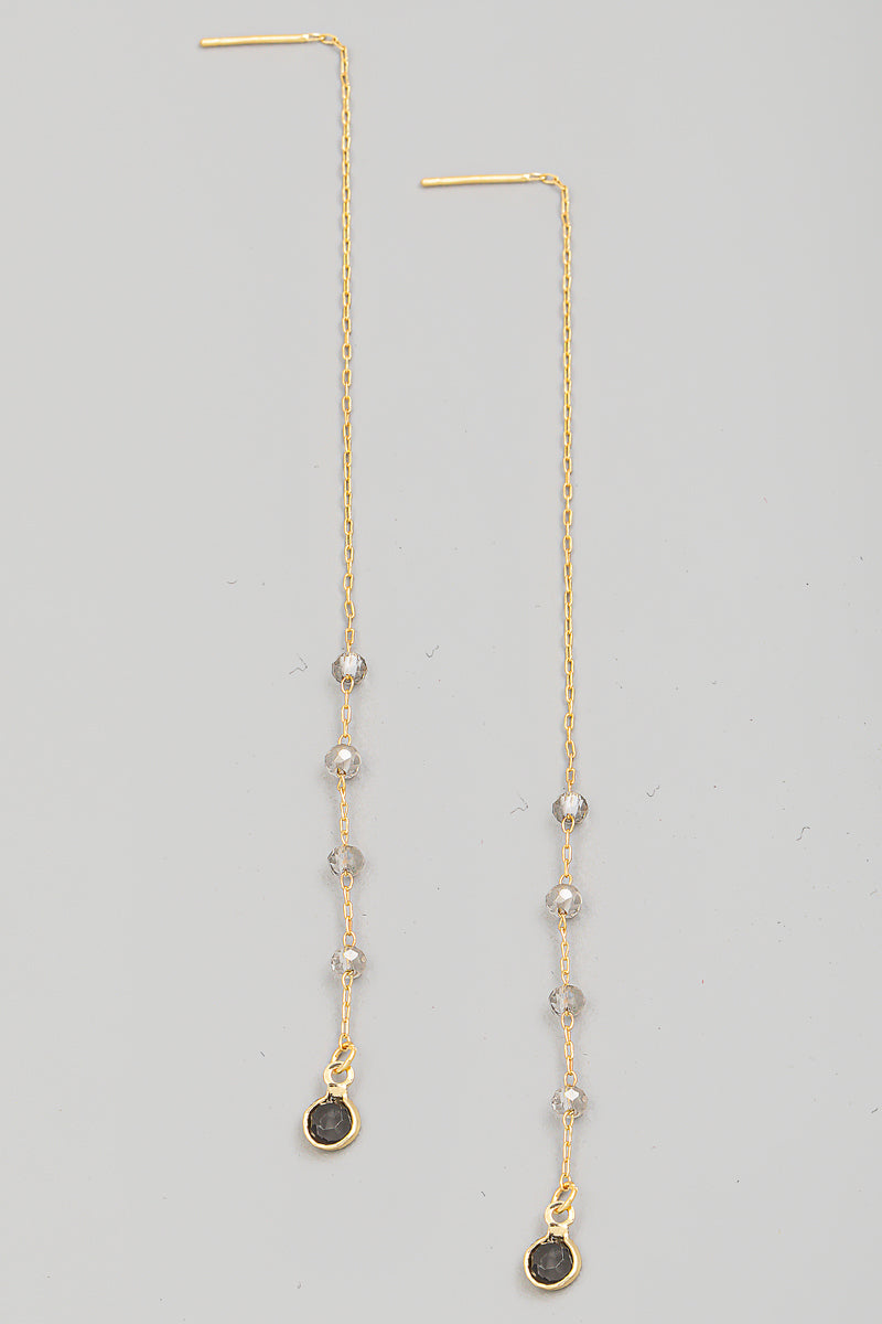 Dainty Threader Beaded Chain Earrings