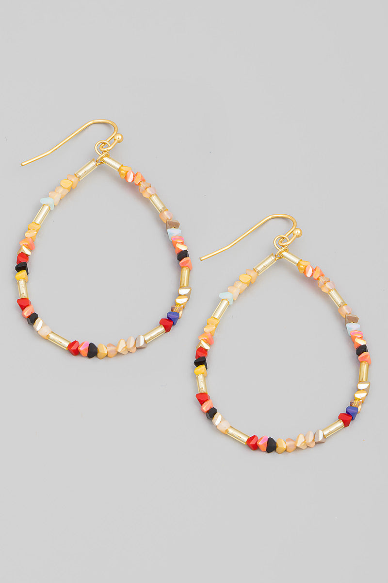 Glass Beaded Teardrop Hook Earrings