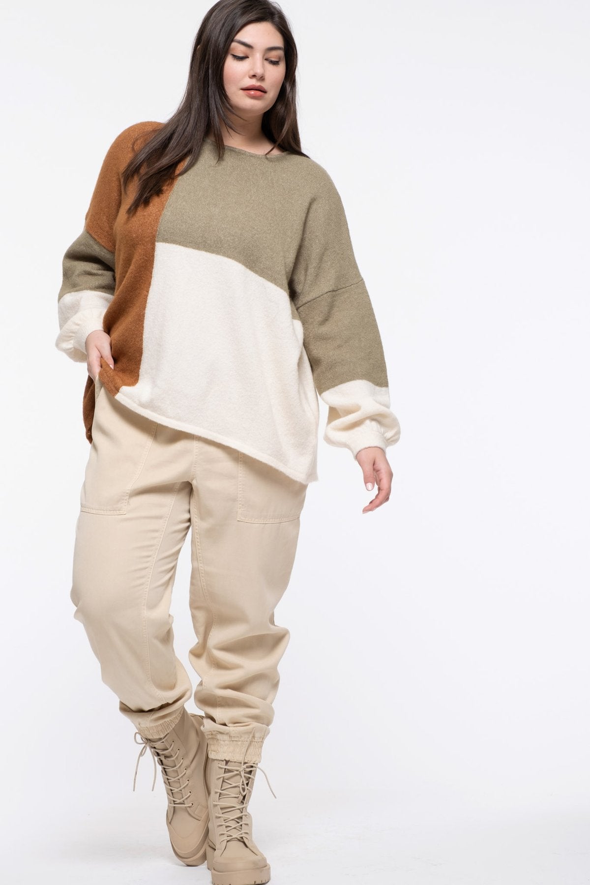 Curvy Knit Colorblock Sweater