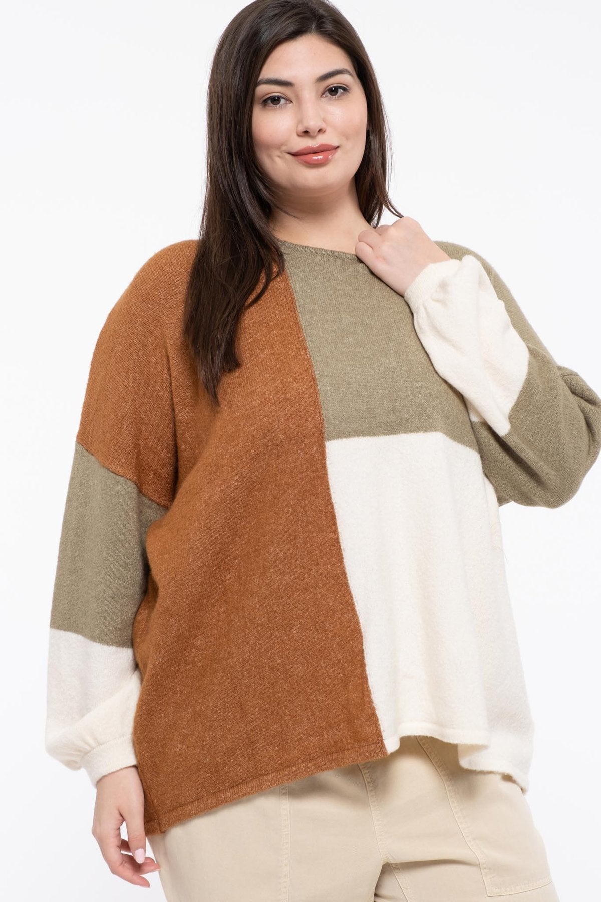Curvy Knit Colorblock Sweater