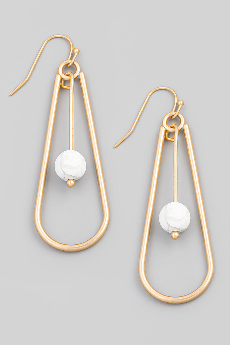 Teardrop Stone Ball Drop Earrings