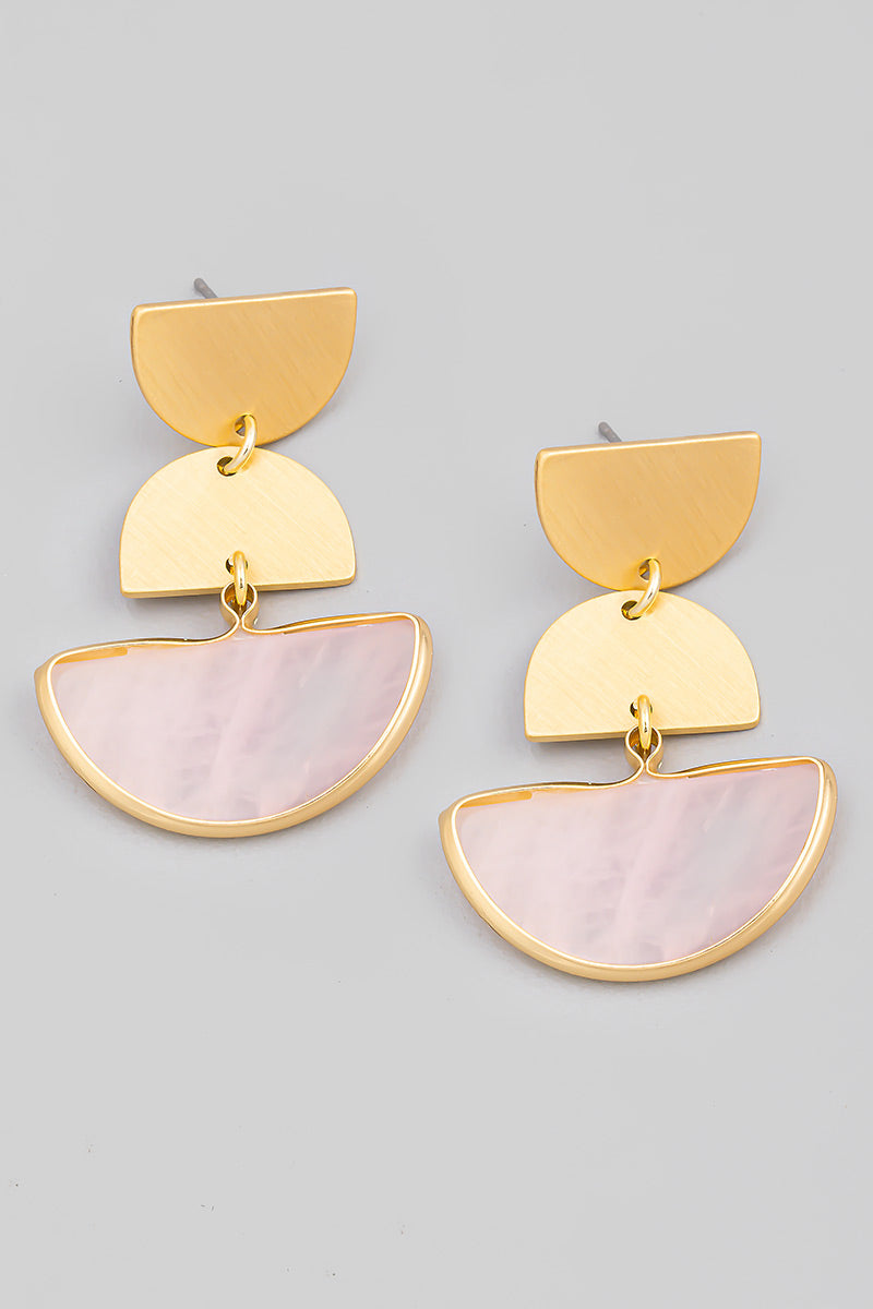 Semi Circle Stone Drop Earrings