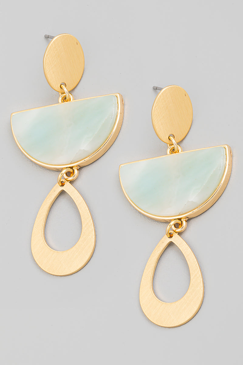 Layered Semi Circle Teardrop Earrings
