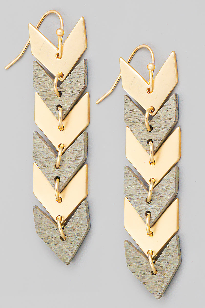 Two Tone Chevron Dangle Earrings