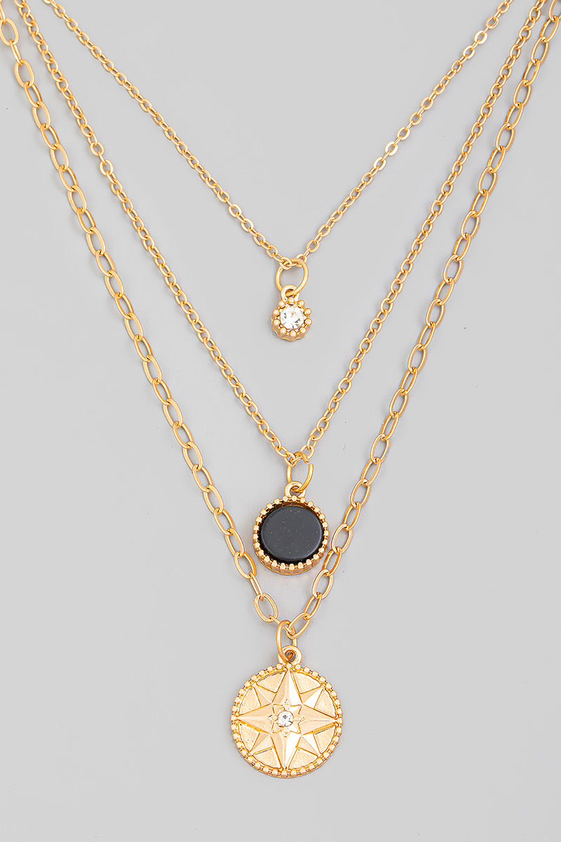 North Star Pendant Chain Layered Necklace