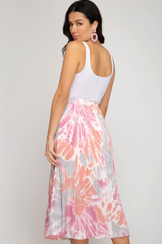 Tie Dye Pleated Skirt