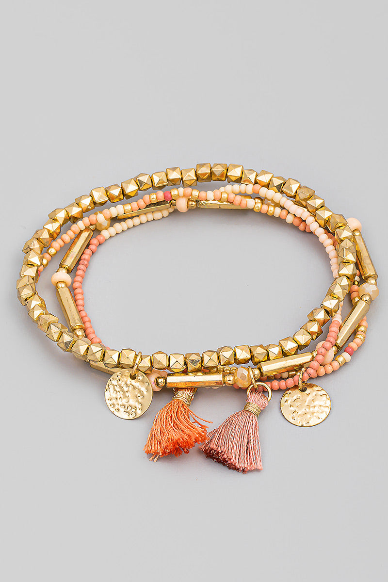 Beaded Tassel Bracelet Set