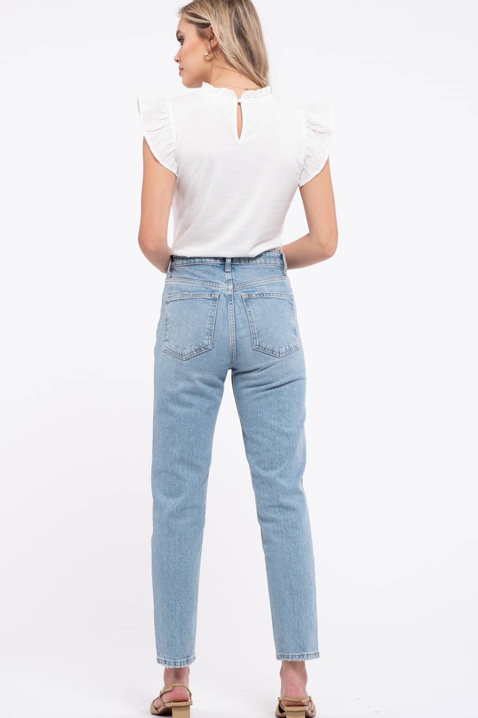 Ruffle Sleeve Mock Neck Top
