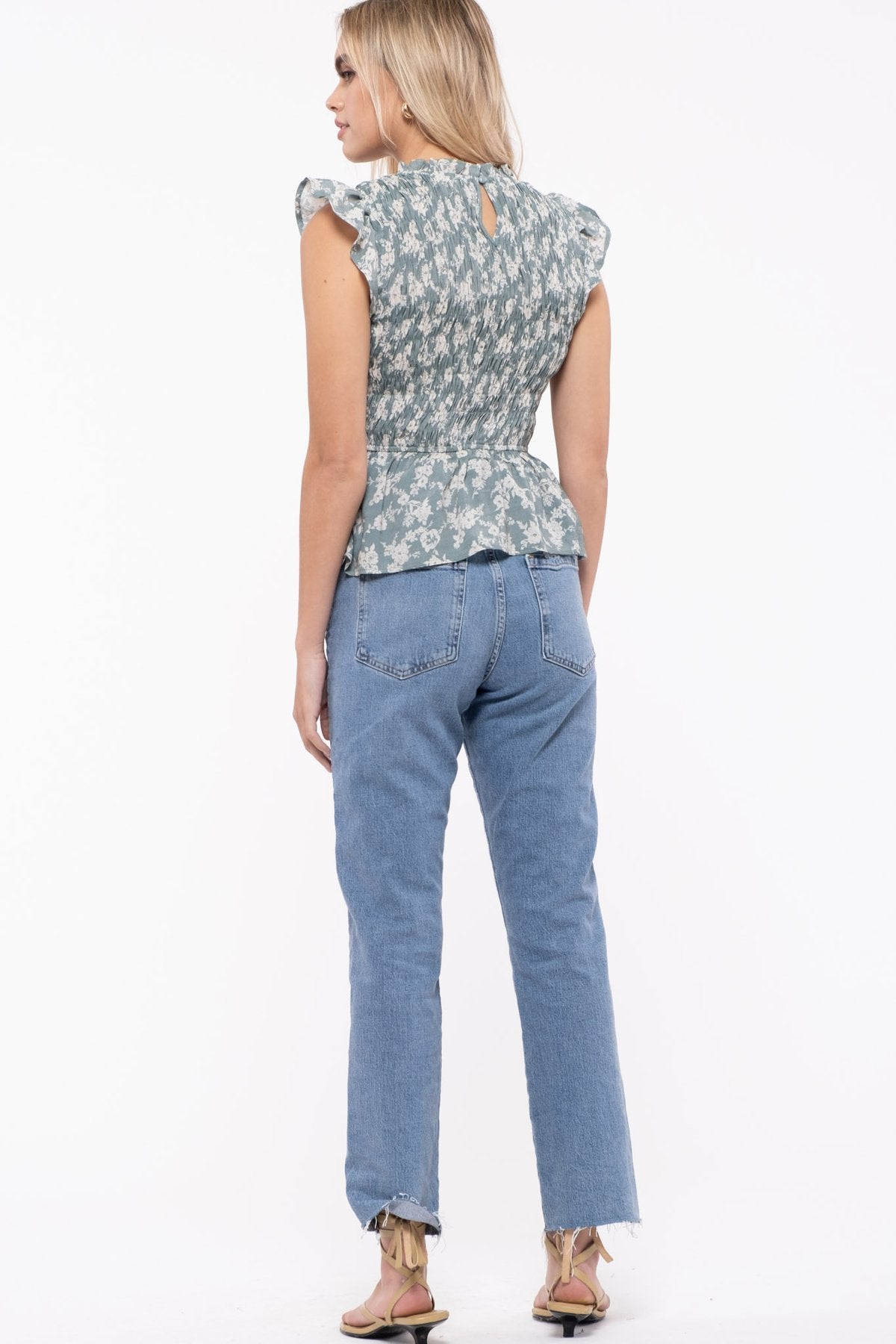 Smocked Floral Blouse
