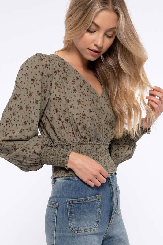 Smocked Waist Floral Top