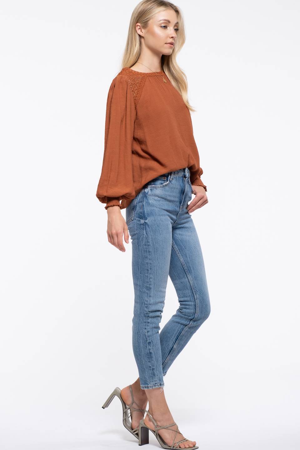 Lace Inset Peasant Top