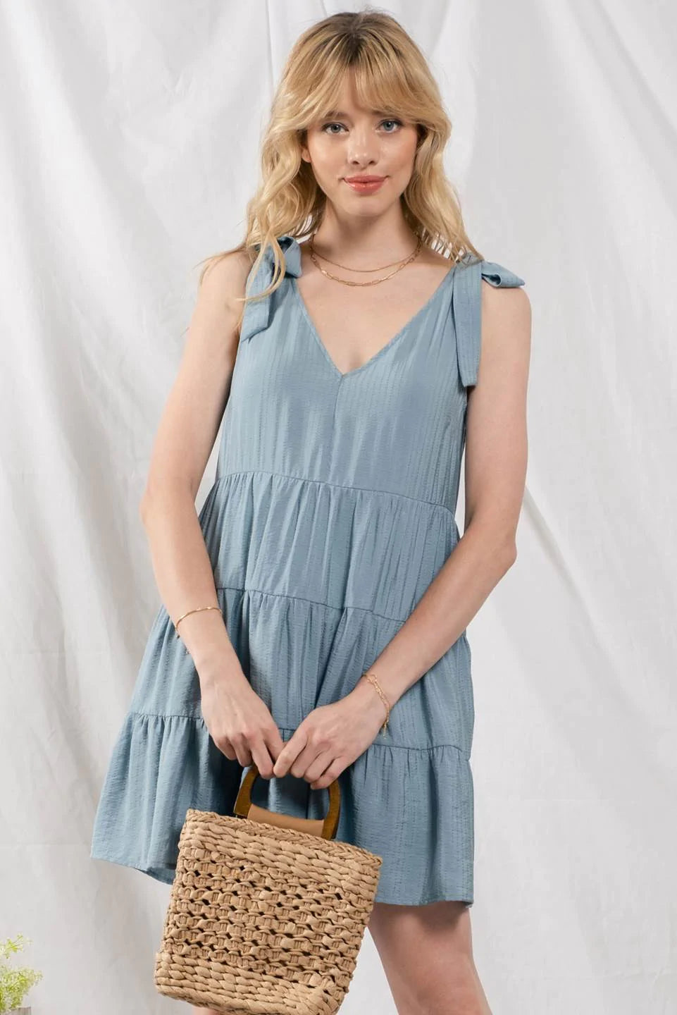 Tie Strap Tiered Mini Dress