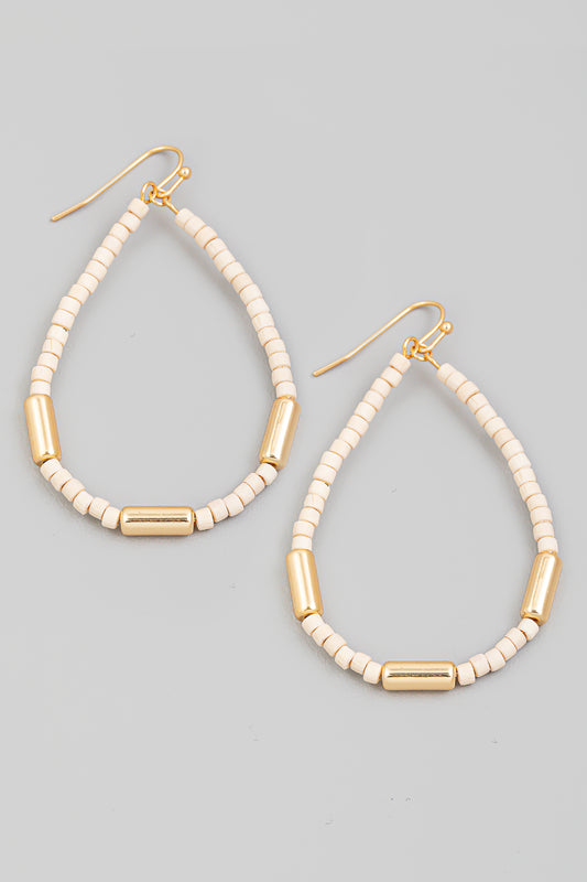 Wooden Beaded Teardrop Earrings