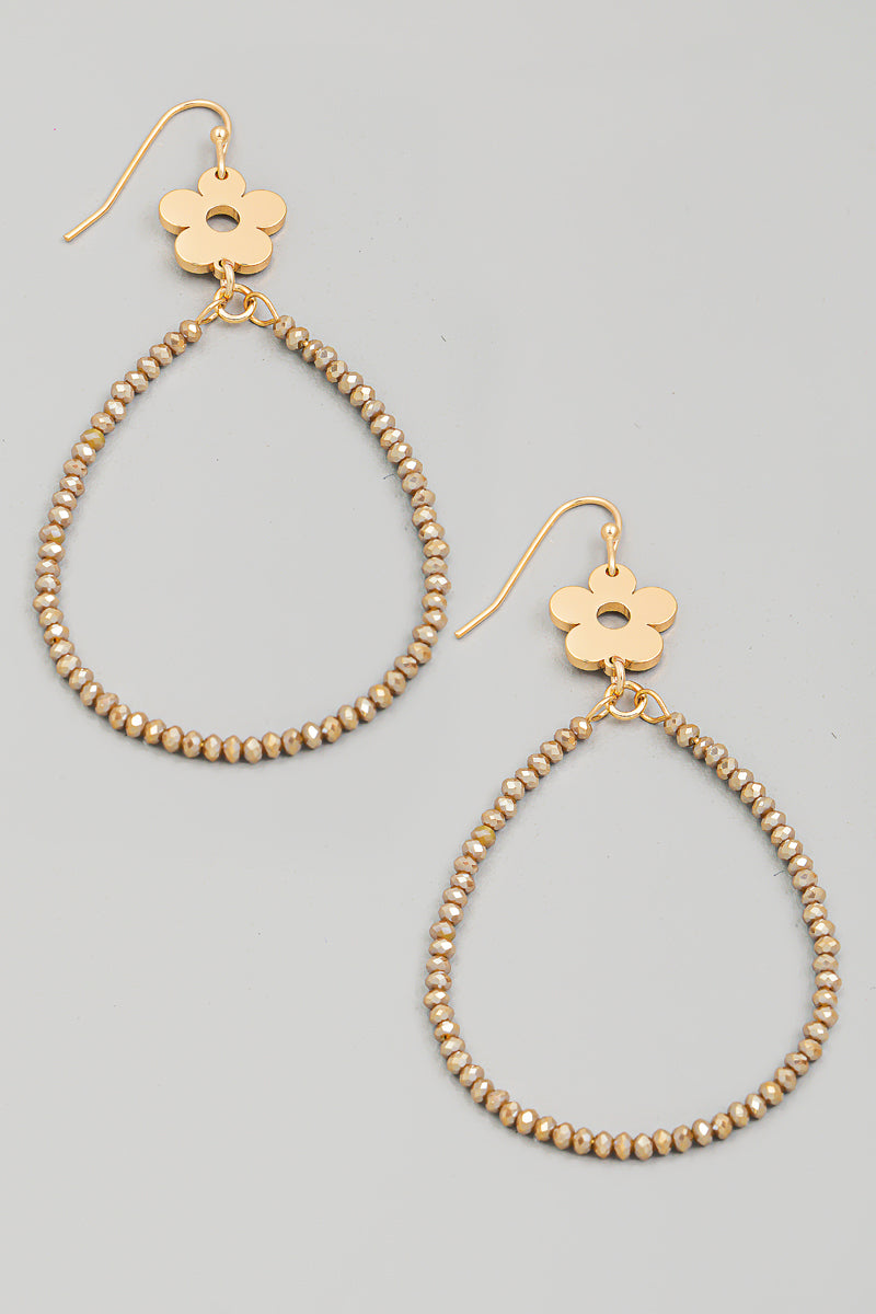 Dainty Bead Teardrop Cutout Earrings