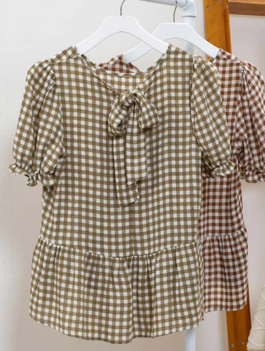 Back Tie Gingham Top