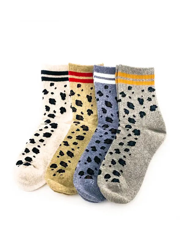 Varsity Leopard Crew Socks
