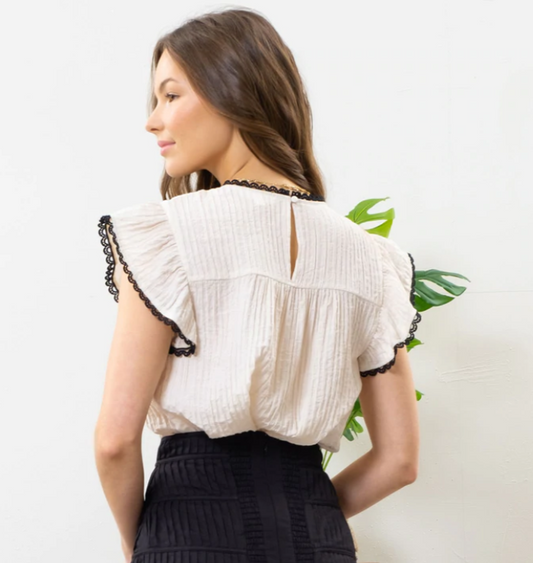 Contrast Crochet Lace Top