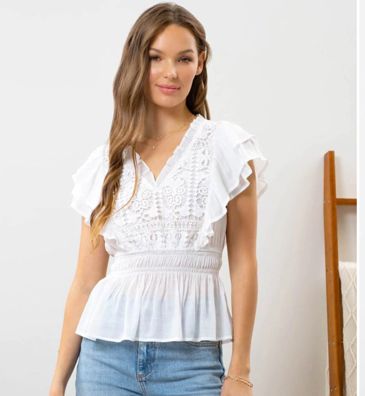 Crochet Lace V Neck
