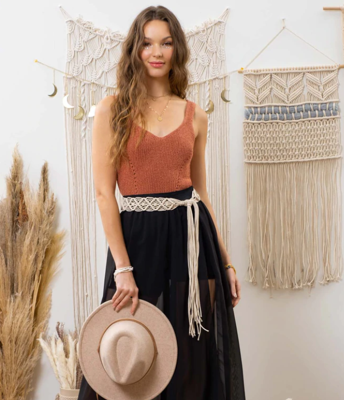 Eyelet Sleeveless Knit Top