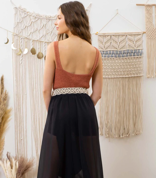 Eyelet Sleeveless Knit Top