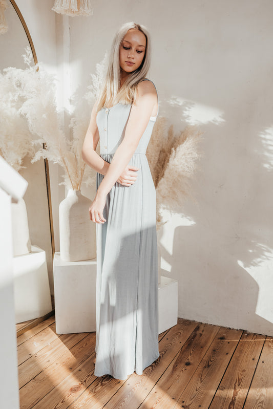 Sleeveless Button Front Jumpsuit