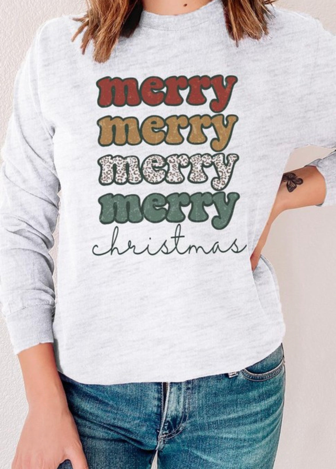 Long Sleeve Merry Christmas Graphic Tee