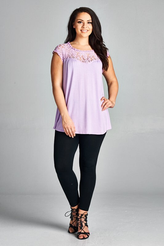Lilac Short Sleeve Lace Top