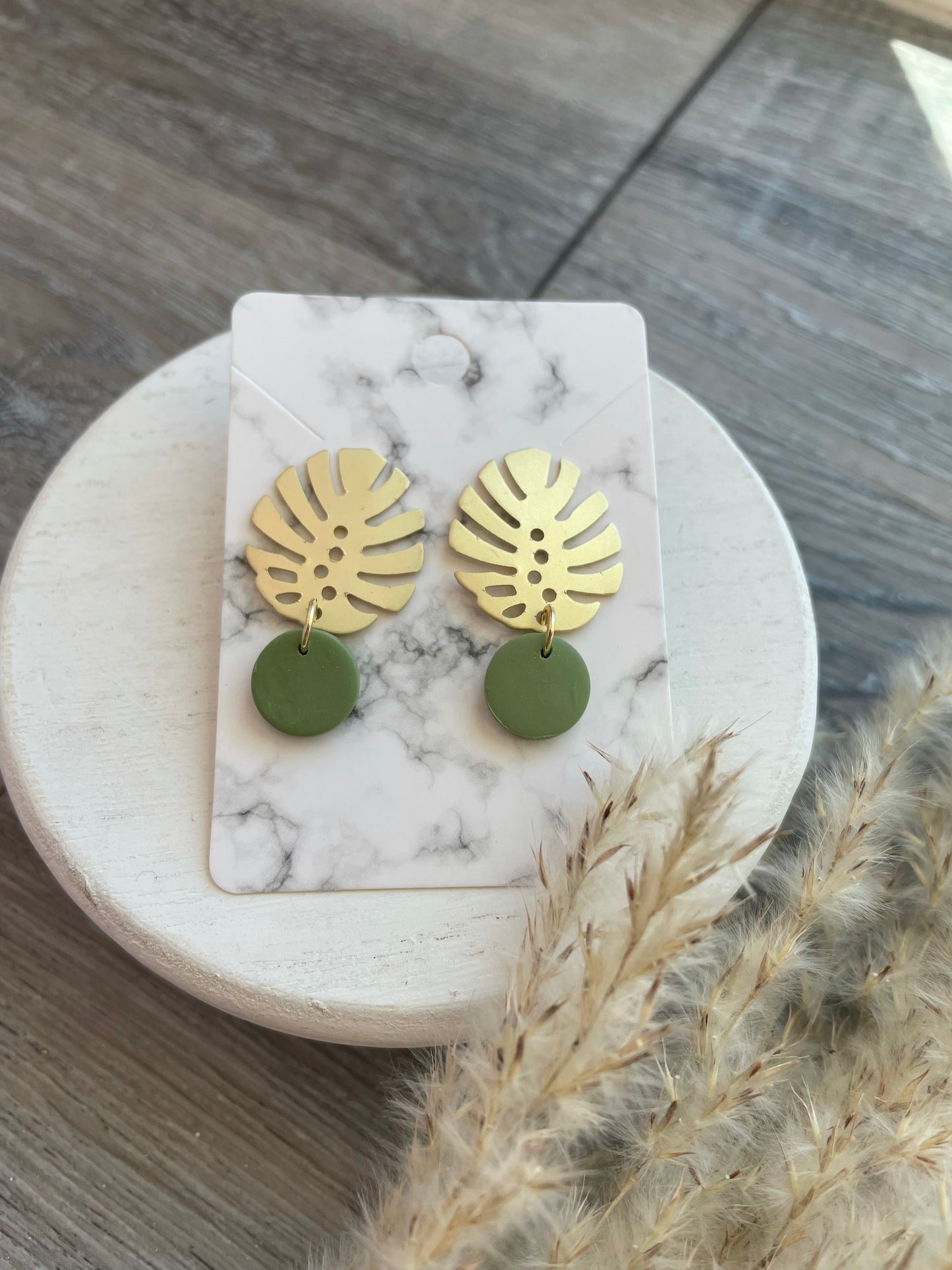 Handmade Clay Monstera Leaf Earring