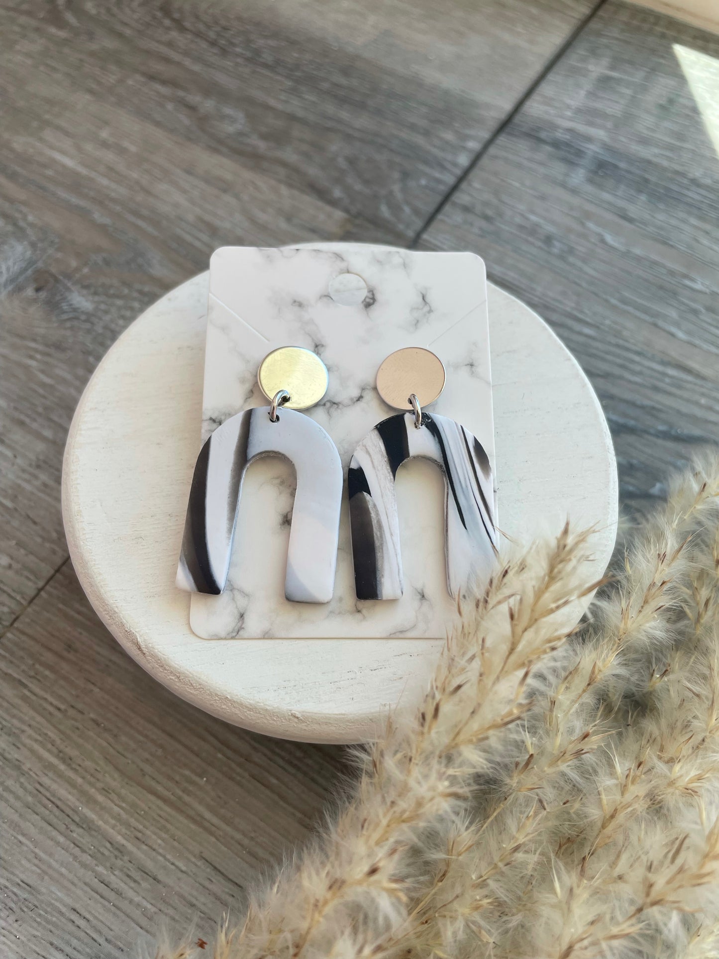 Handmade Clay Marble Arch Earring