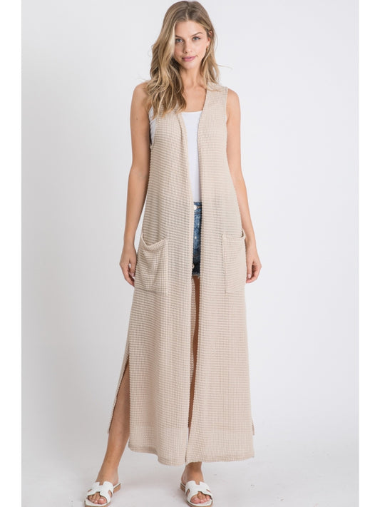 Waffle Knit Maxi Vest