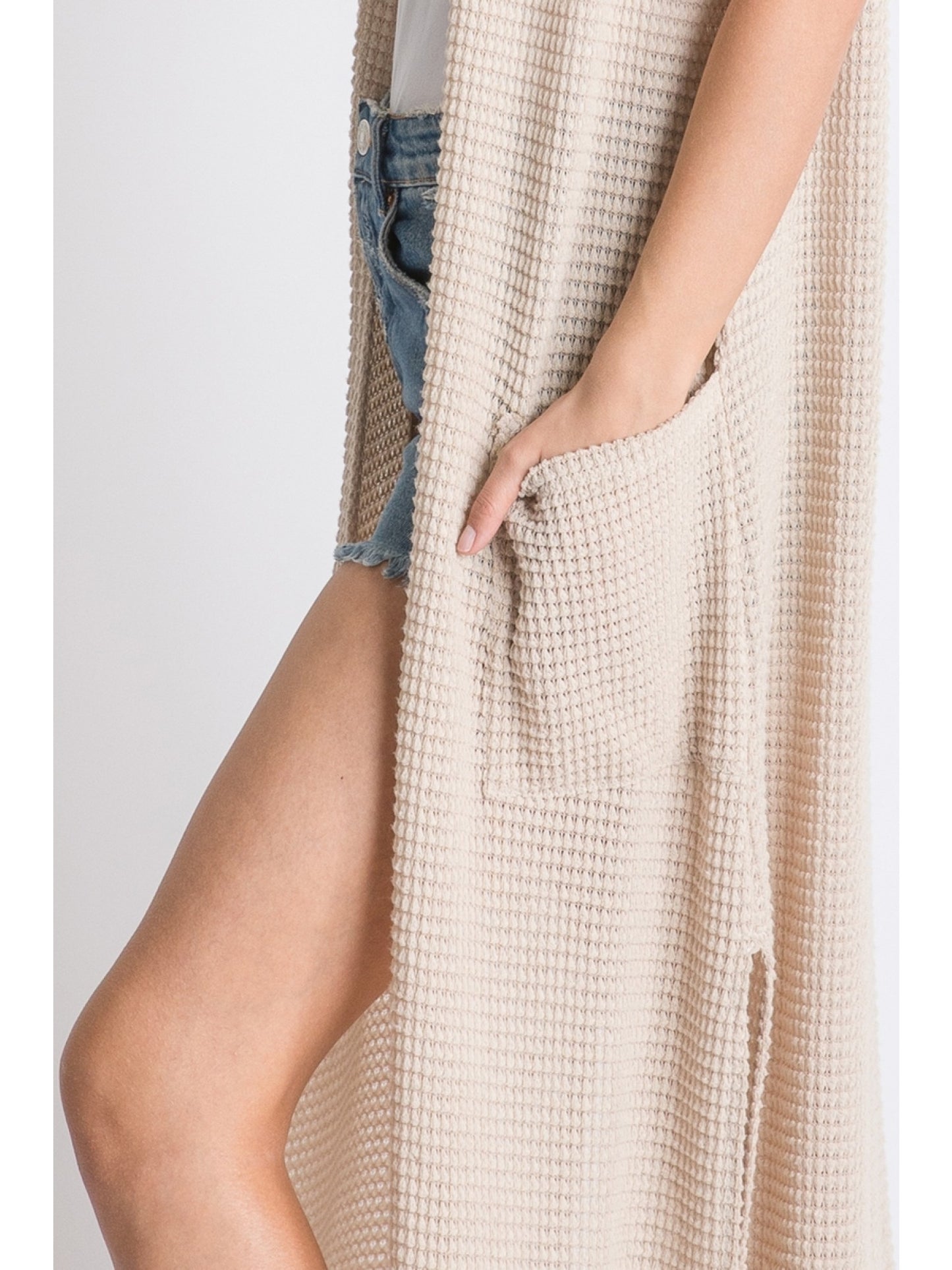 Waffle Knit Maxi Vest