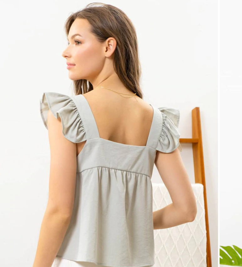 Solid Square Neck Top