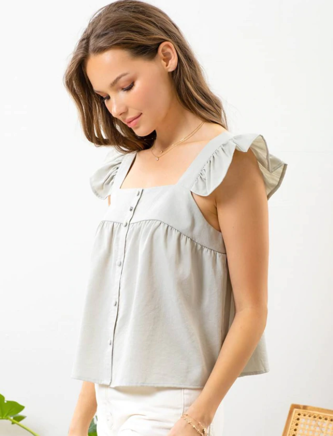 Solid Square Neck Top