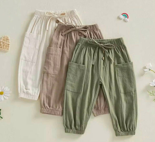 Kids Linen Blend Jogger Pants