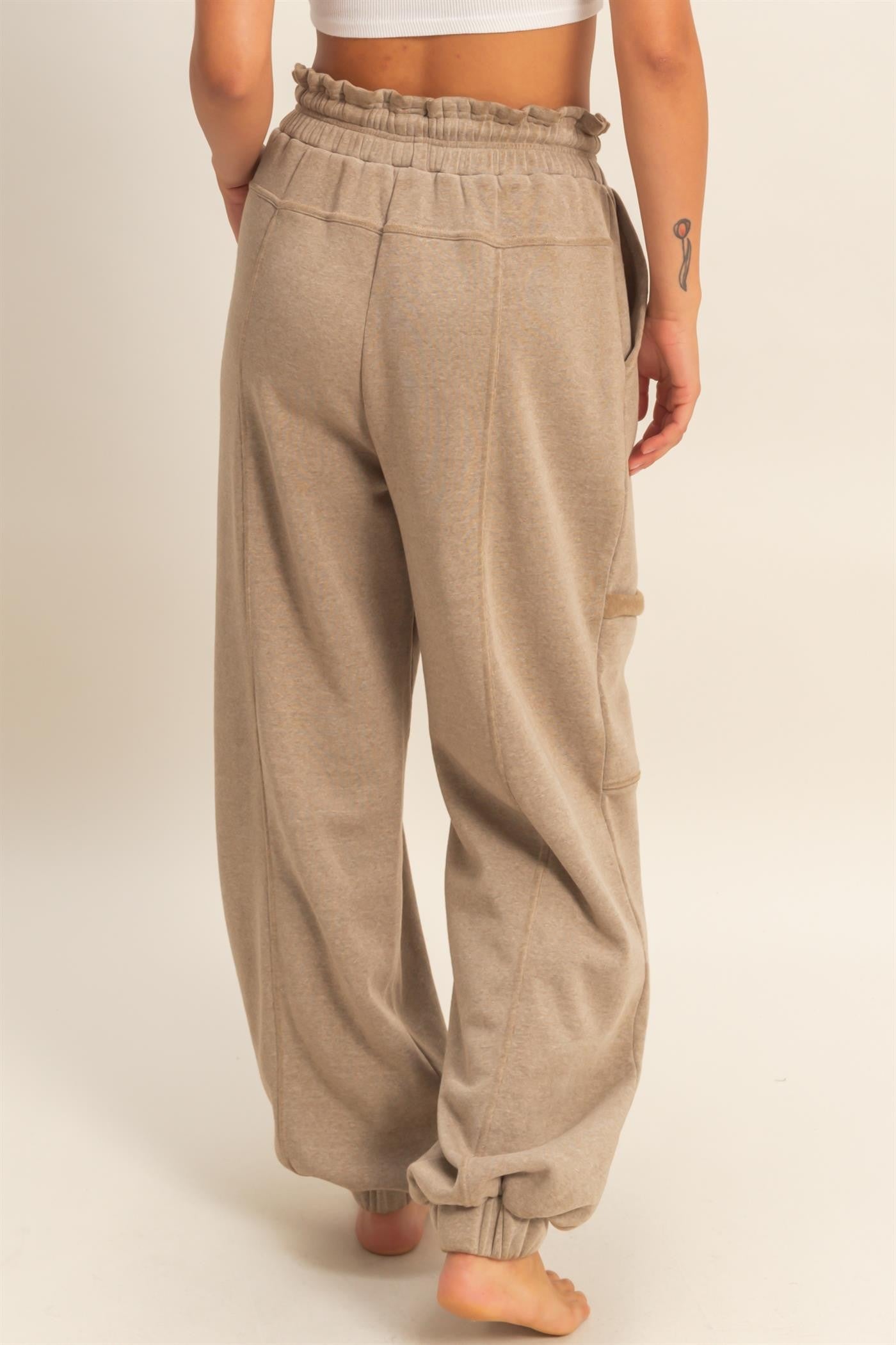 Ruffle Waist Jogger Sweatpants