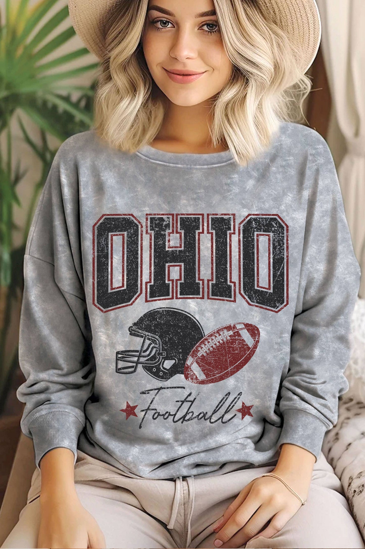 Ohio Football Mineral Wash Graphic Sweatshirt