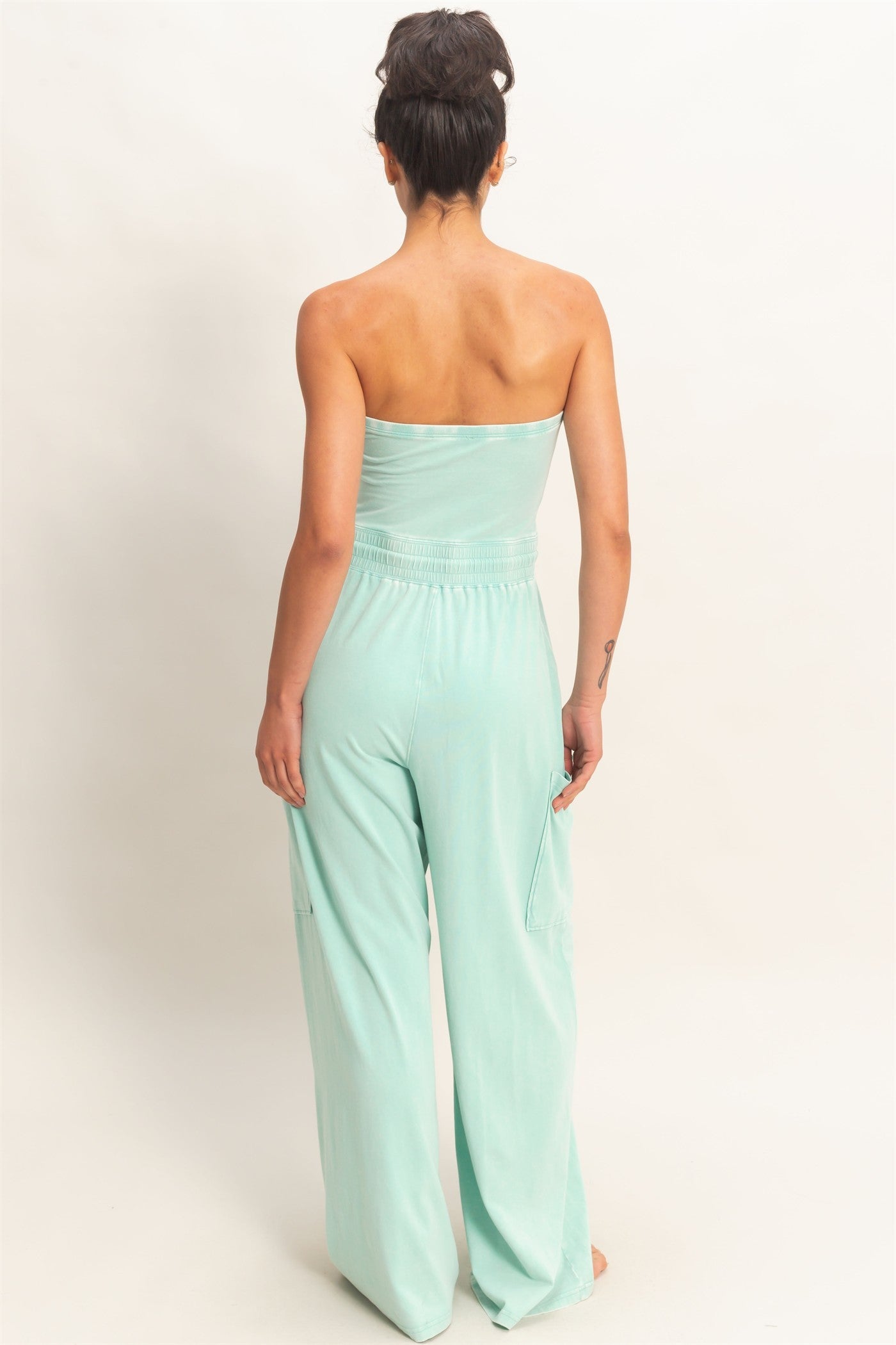 Strapless Tie Waist Jumpsuit