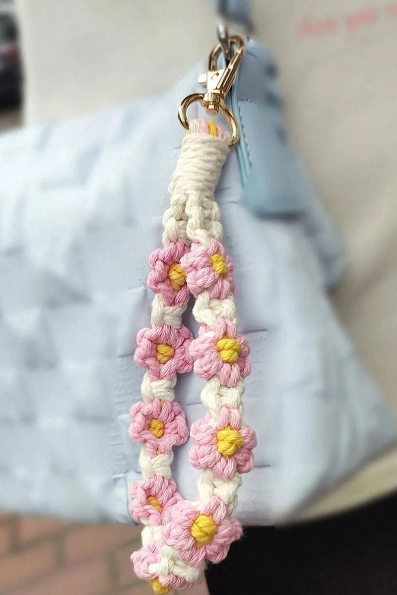 Flower Macrame Wristlet Keychain