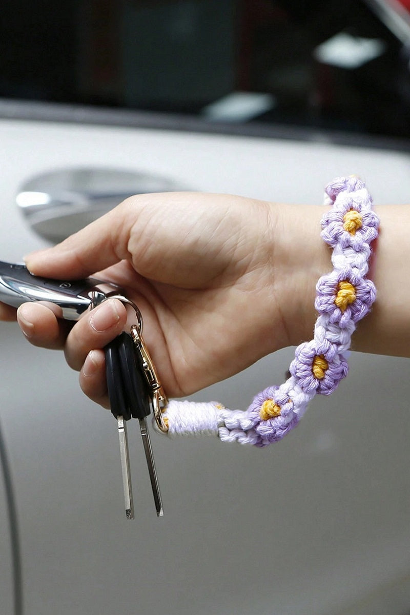 Flower Macrame Wristlet Keychain