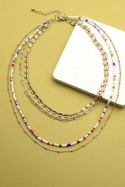 Multi Beaded Layered Necklace