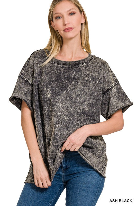 Acid Wash Oversized Drop Shoulder Tee