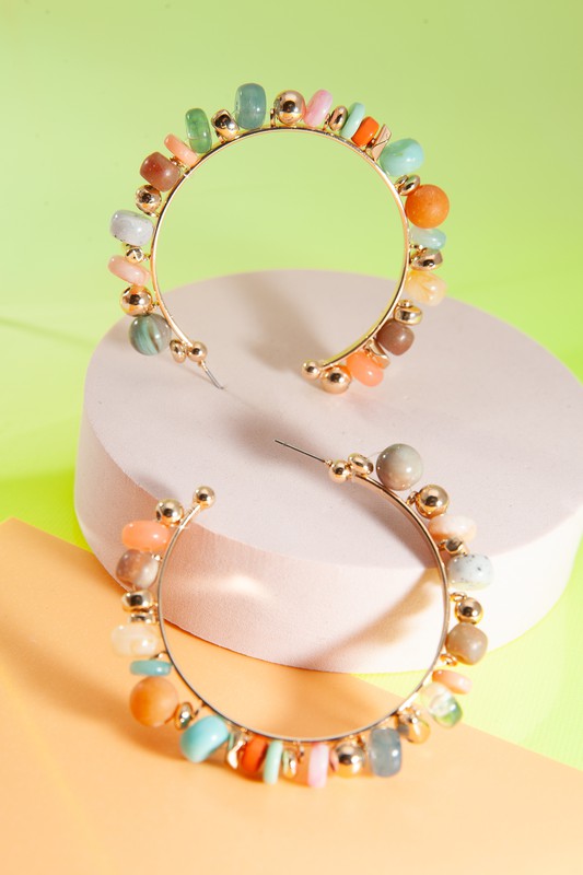 Handmade Multi Beaded Hoop Earring