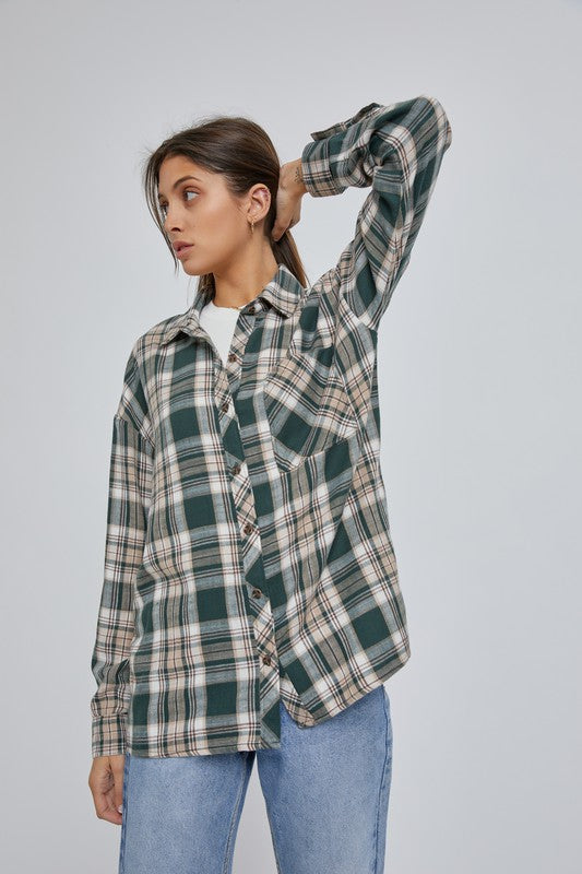 Hunter Green Oversize Boyfriend Flannel