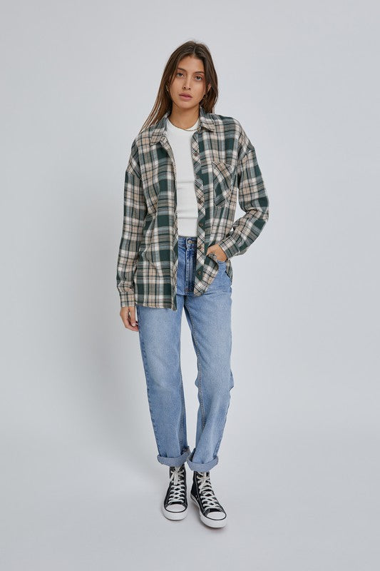 Hunter Green Oversize Boyfriend Flannel