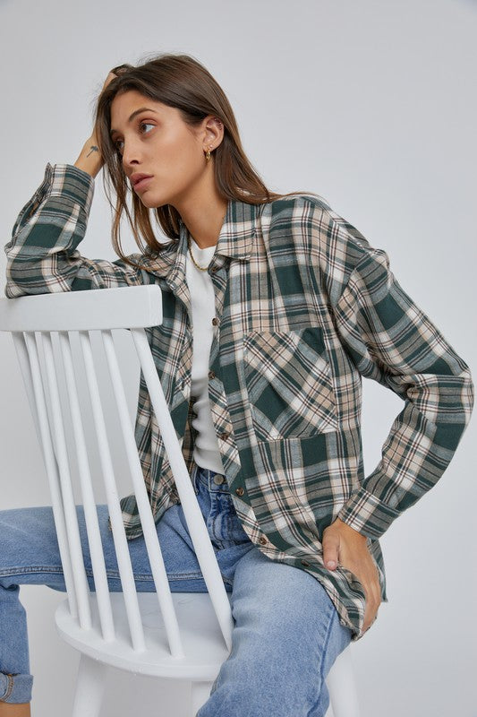 Hunter Green Oversize Boyfriend Flannel